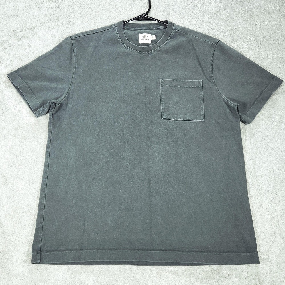 Flint And Tinder Shirt Mens Large Gray 100% Cotton Short Sleeve Pocket Tee